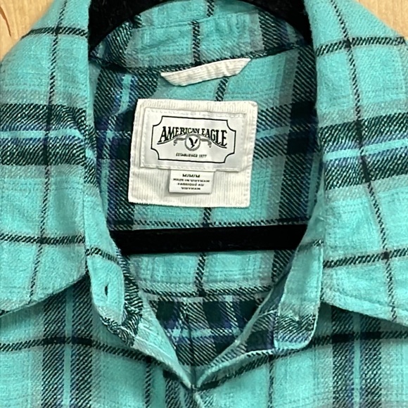 Baby Blue Crop Plaid button-down - Picture 2 of 4
